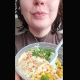 In this dine & dump clip, a plump woman eats a meal with some corn in it and shits out later to show off to the camera. Presented in 720P vertical HD format. Over 3 minutes.